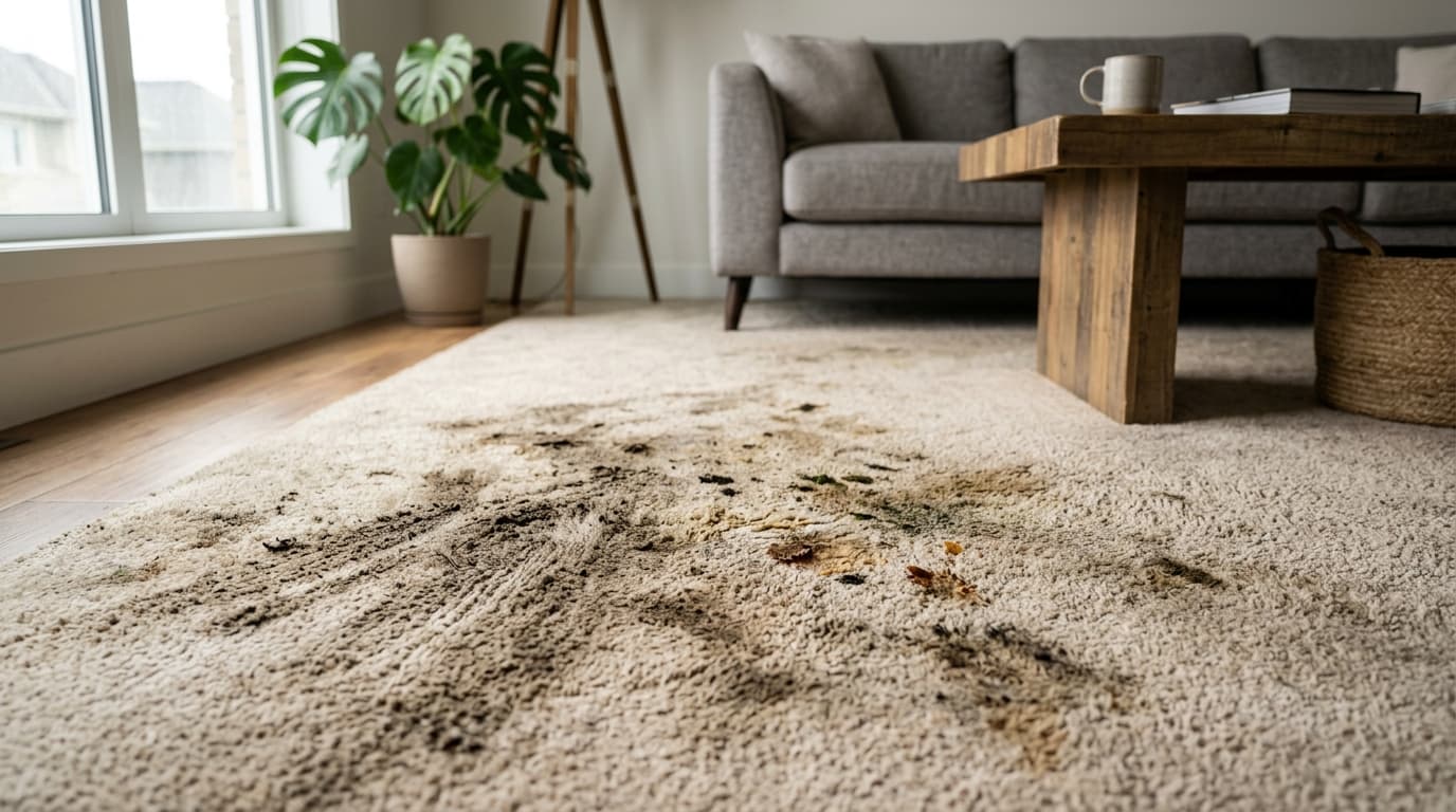 Technician carefully treating a carpet spot without scrubbing